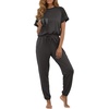 image:imagePrinStory Womens Pajama Sets Raglan Short Sleeve Top and Jogger Pants PjsDark Gray