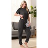 image:imagePrinStory Womens Pajama Sets Raglan Short Sleeve Top and Jogger Pants PjsDark Gray