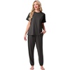 image:imagePrinStory Womens Pajama Sets Raglan Short Sleeve Top and Jogger Pants PjsDark Gray