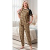 image:imagePrinStory Womens Pajama Sets Raglan Short Sleeve Top and Jogger Pants PjsFpapricot Ld Print