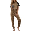 image:imagePrinStory Womens Pajama Sets Raglan Short Sleeve Top and Jogger Pants PjsFpapricot Ld Print