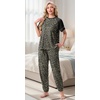 image:imagePrinStory Womens Pajama Sets Raglan Short Sleeve Top and Jogger Pants PjsFpgray Ld Print