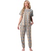 image:imagePrinStory Womens Pajama Sets Raglan Short Sleeve Top and Jogger Pants PjsFpgray White Plaid
