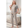 image:imagePrinStory Womens Pajama Sets Raglan Short Sleeve Top and Jogger Pants PjsFpgray White Plaid