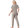 image:imagePrinStory Womens Pajama Sets Raglan Short Sleeve Top and Jogger Pants PjsFpgray White Plaid