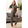 image:imagePrinStory Womens Pajama Sets Raglan Short Sleeve Top and Jogger Pants PjsFpld Khaki