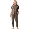 image:imagePrinStory Womens Pajama Sets Raglan Short Sleeve Top and Jogger Pants PjsFpld Khaki