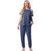 image:imagePrinStory Womens Pajama Sets Raglan Short Sleeve Top and Jogger Pants PjsGray Blue