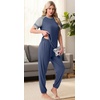 image:imagePrinStory Womens Pajama Sets Raglan Short Sleeve Top and Jogger Pants PjsGray Blue