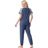 image:imagePrinStory Womens Pajama Sets Raglan Short Sleeve Top and Jogger Pants PjsGray Blue