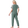 image:imagePrinStory Womens Pajama Sets Raglan Short Sleeve Top and Jogger Pants PjsHaze Blue
