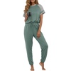 image:imagePrinStory Womens Pajama Sets Raglan Short Sleeve Top and Jogger Pants PjsHaze Blue