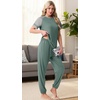image:imagePrinStory Womens Pajama Sets Raglan Short Sleeve Top and Jogger Pants PjsHaze Blue