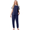 image:imagePrinStory Womens Pajama Sets Raglan Short Sleeve Top and Jogger Pants PjsNavy Blue