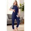 image:imagePrinStory Womens Pajama Sets Raglan Short Sleeve Top and Jogger Pants PjsNavy Blue