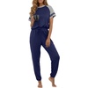 image:imagePrinStory Womens Pajama Sets Raglan Short Sleeve Top and Jogger Pants PjsNavy Blue