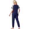 image:imagePrinStory Womens Pajama Sets Raglan Short Sleeve Top and Jogger Pants PjsNavy Blue