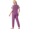 image:imagePrinStory Womens Pajama Sets Raglan Short Sleeve Top and Jogger Pants PjsPurple Red
