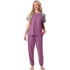 image:imagePrinStory Womens Pajama Sets Raglan Short Sleeve Top and Jogger Pants PjsPurple Red