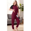 image:imagePrinStory Womens Pajama Sets Raglan Short Sleeve Top and Jogger Pants PjsWine Red