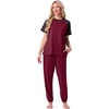 image:imagePrinStory Womens Pajama Sets Raglan Short Sleeve Top and Jogger Pants PjsWine Red