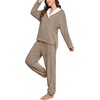 image:imagePrinStory Womens Pajamas Winter Soft Flannel Warm Pjs S2XLLight Khaki