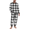 image:imagePrinStory Mens Pajamas Set Fleece Pjs Long Sleeve Soft Sleepwear S2XLBlack White Plaid