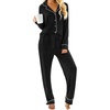 image:imagePrinStory Womens Pajama Sets Button Down Pjs 2 Piece Lounge SetBlack