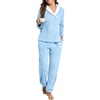 image:imagePrinStory Womens Pajamas Winter Soft Flannel Warm Pjs S2XLBlue