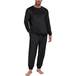image:imagePrinStory Mens Pajamas Set Fleece Pjs Long Sleeve Soft Sleepwear S2XLBlack
