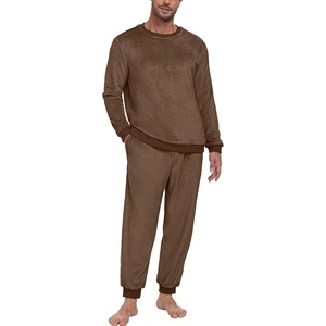 image:imagePrinStory Mens Pajamas Set Fleece Pjs Long Sleeve Soft Sleepwear S2XLBrown