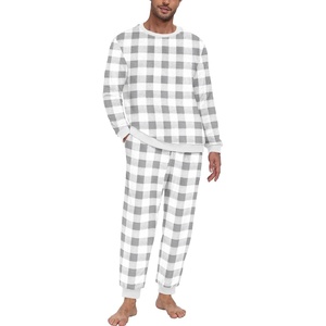 image:imagePrinStory Mens Pajamas Set Fleece Pjs Long Sleeve Soft Sleepwear S2XLGray Small Plaid