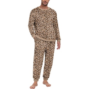 image:imagePrinStory Mens Pajamas Set Fleece Pjs Long Sleeve Soft Sleepwear S2XLLeopard Print
