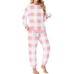 image:imagePrinStory Mens Pajamas Set Fleece Pjs Long Sleeve Soft Sleepwear S2XLPink Large Plaid