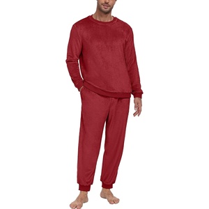 image:imagePrinStory Mens Pajamas Set Fleece Pjs Long Sleeve Soft Sleepwear S2XLWine Red