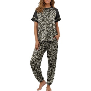 image:imagePrinStory Womens Pajama Sets Raglan Short Sleeve Top and Jogger Pants PjsFpgray Ld Print