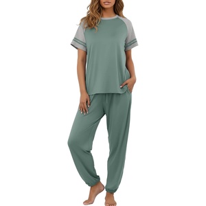 image:imagePrinStory Womens Pajama Sets Raglan Short Sleeve Top and Jogger Pants PjsHaze Blue