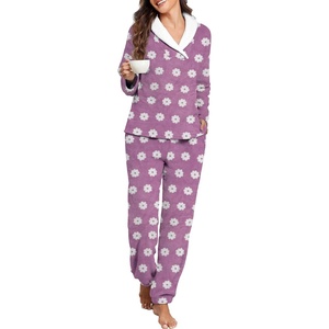 image:imagePrinStory Womens Pajamas Winter Soft Flannel Warm Pjs S2XLFppurple White Flower