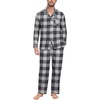 image:imagePrinStory Mens Pajamas Set Long Sleeve Button Down Sleepwear Pjs S2XLBlack White Gradient Plaid