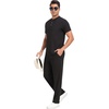 image:imagePrinStory Mens Short Sleeve Outfits Henley Waffle Tracksuit S3XLBlack