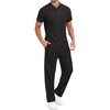 image:imagePrinStory Mens Short Sleeve Outfits Henley Waffle Tracksuit S3XLBlack