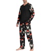 image:imageMens Pajamas Set Shirt and Pants Relaxed Fit Soft Fall Loungewear SleepwearFp White Red Hat Cat