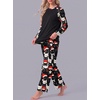 image:imageMens Pajamas Set Shirt and Pants Relaxed Fit Soft Fall Loungewear SleepwearFp White Red Hat Cat