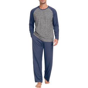 image:imageMens Pajamas Set Shirt and Pants Relaxed Fit Soft Fall Loungewear Sleepwear0 Navy Blue