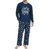 image:imageMens Pajama Set Long Sleeve Shirts and Pants Soft Comfy Pjs Print SleepwearDark Blue Snowflake
