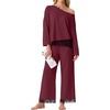 image:imagePrinStory Pajamas for Women Set 2 Piece Compy Fall PjsWine Red
