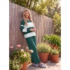 image:imagePrinStory Pajamas for Women Set Striped Pjs Set with PocketsFpdark Green White