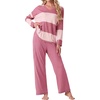 image:imagePrinStory Pajamas for Women Set Striped Pjs Set with PocketsFpdark Light Pink Sp