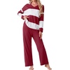 image:imagePrinStory Pajamas for Women Set Striped Pjs Set with PocketsFpwine Red Wt Stripe