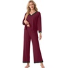 image:imagePrinStory Womens Pajamas Sets 2 Piece V Neck Pj Set with Lace TrimWine Red